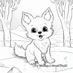 Baby Fox in the Snow - Winter Scene Coloring Pages 1