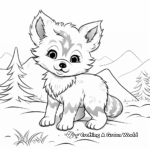 Baby Fox in the Snow - Winter Scene Coloring Pages 2