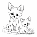 Baby Fox Playing with Mother Fox Coloring Pages 1