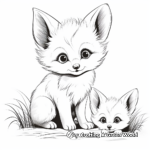 Baby Fox Playing with Mother Fox Coloring Pages 2
