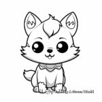 Baby Kawaii Fox Learning to Walk Coloring Pages 2