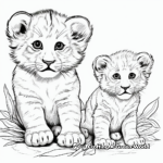 Baby Lion Cubs Playing Coloring Pages 3
