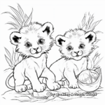Baby Lion Cubs Playing Coloring Pages 4