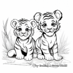 Baby Tigers Learning to Hunt Coloring Pages 2