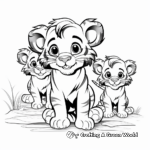 Baby Tigers Learning to Hunt Coloring Pages 3