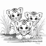 Baby Tigers Learning to Hunt Coloring Pages 4