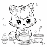 Baking with Kawaii Fox: Adorable Kitchen Scene Coloring Pages 3