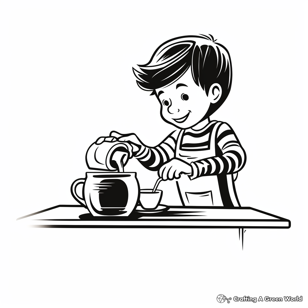 Barista Pouring Coffee from a Kettle Coloring Pages 1