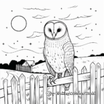 Barn Owl in Moonlight: Night Scene Coloring Pages 3