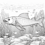 Barracuda with Coral Reef Background Coloring Page 1