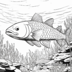 Barracuda with Coral Reef Background Coloring Page 3