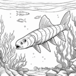 Barracuda with Coral Reef Background Coloring Page 4
