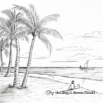Beach Scene with Palm Trees Coloring Pages 1