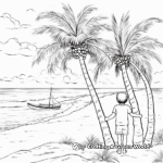 Beach Scene with Palm Trees Coloring Pages 4