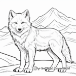 Beautiful Arctic Wolf in Snowy Landscape Coloring Pages 1