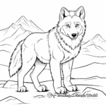 Beautiful Arctic Wolf in Snowy Landscape Coloring Pages 2