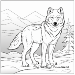 Beautiful Arctic Wolf in Snowy Landscape Coloring Pages 3
