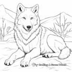 Beautiful Arctic Wolf in Snowy Landscape Coloring Pages 4