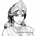 Beautiful Princess Jasmine Portrait Coloring Pages 1