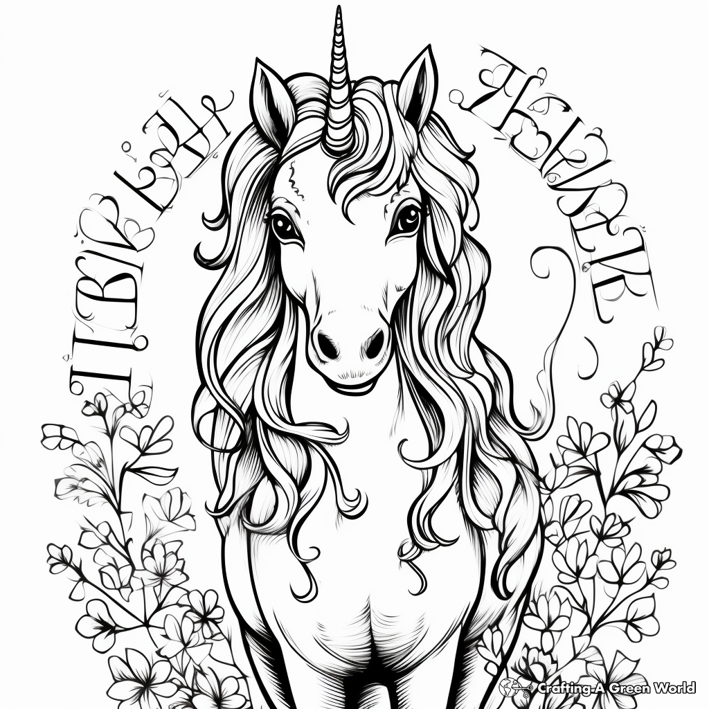 Believe in Yourself Unicorn Coloring Pages 2