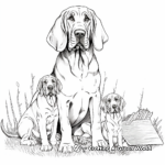 Bloodhound Families: Adult and Pups Coloring Pages 2