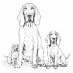 Bloodhound Families: Adult and Pups Coloring Pages 3