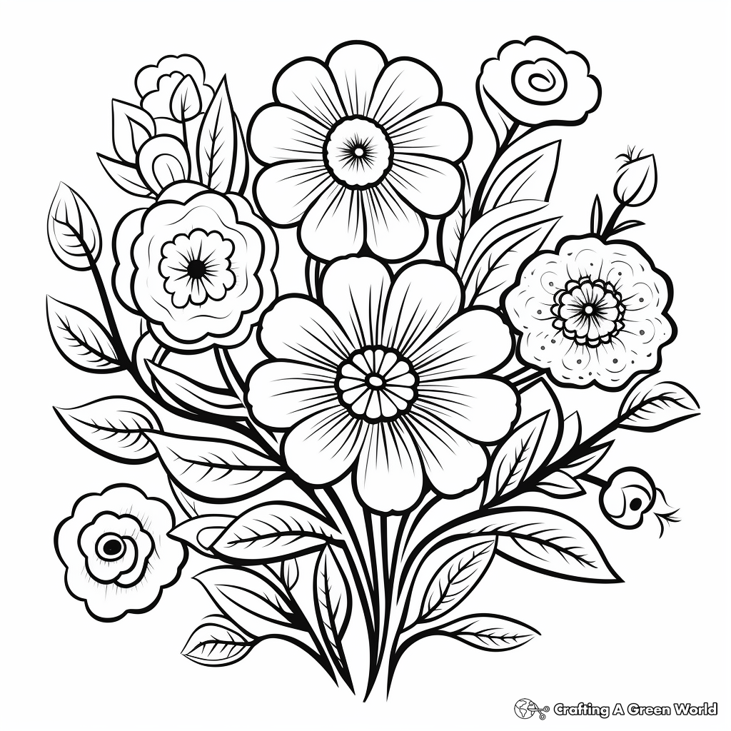 Blooming Flowers: Hello Spring Coloring Pages 2