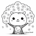 Blossom Cherry Tree and Kawaii Fox Coloring Pages 3