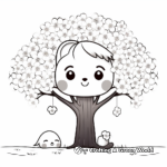 Blossom Cherry Tree and Kawaii Fox Coloring Pages 4