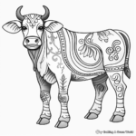 Bright and Colorful Indian Cow Coloring Pages 1