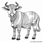 Bright and Colorful Indian Cow Coloring Pages 2