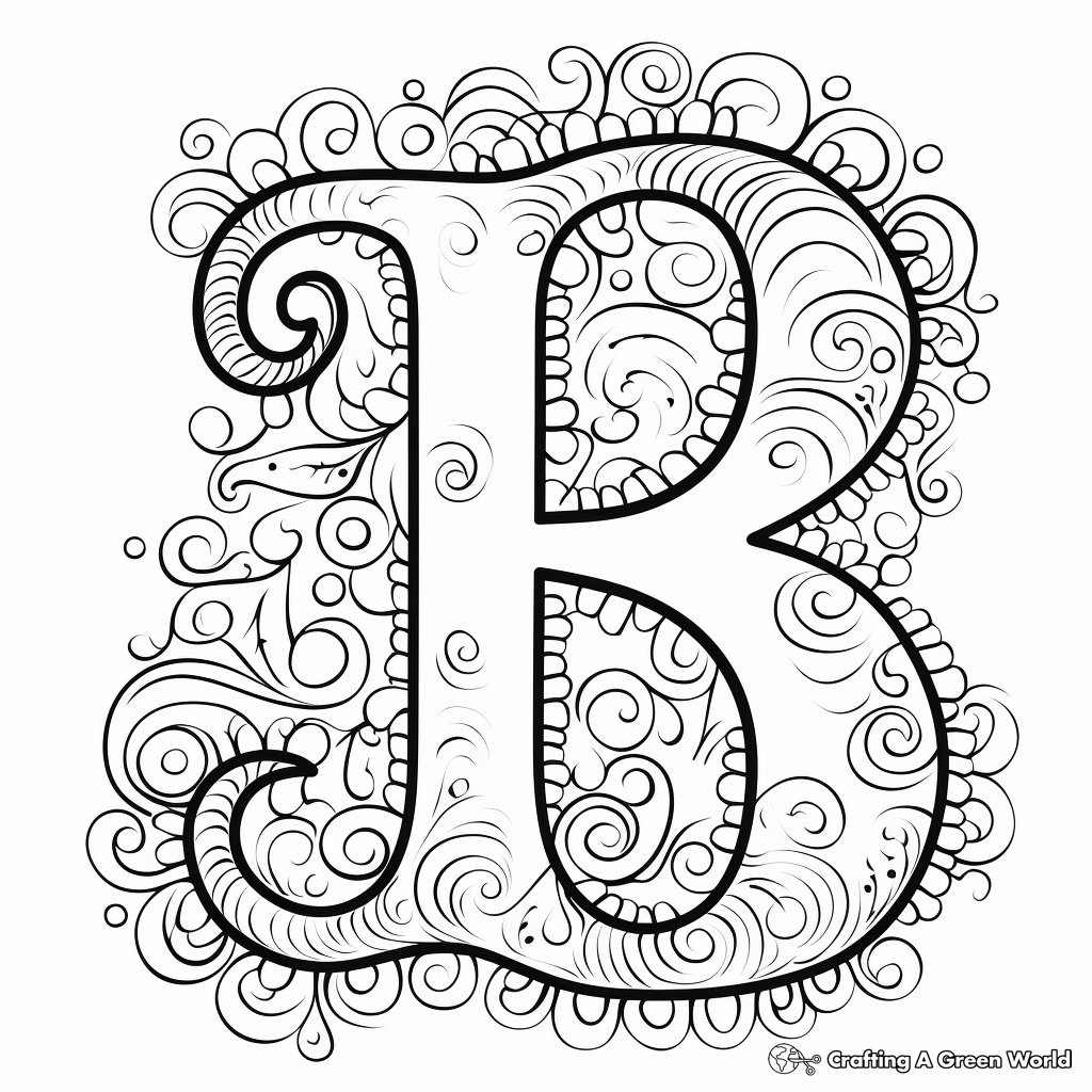 Bubbly Handwriting Style Letter R Coloring Page 4