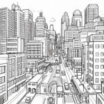 Bustling Downtown City Coloring Pages 1