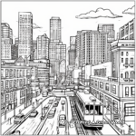 Bustling Downtown City Coloring Pages 4