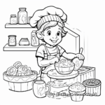 Busy Bakery Elf: Gingerbread Making Coloring Page 3