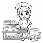 Busy Bakery Elf: Gingerbread Making Coloring Page 4