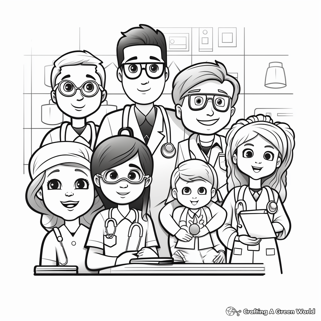 Busy Doctors and Nurses Labor Day Coloring Pages 1