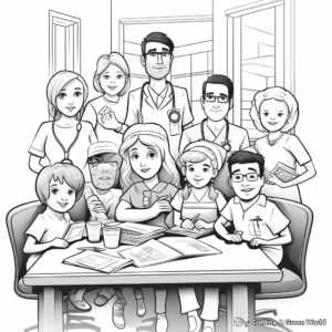 Busy Doctors and Nurses Labor Day Coloring Pages 2