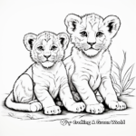 Captivating Lion Cub with Siblings Coloring Pages 1