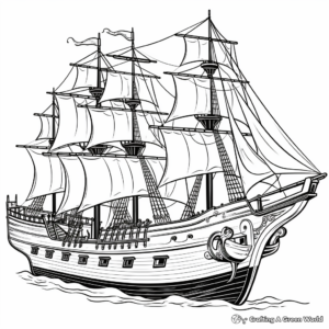 Captivating Pirate Barquentine Coloring Pages 3