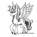 Cartoon-Themed Winged Unicorn Coloring Pages 1