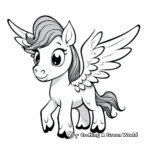 Cartoon-Themed Winged Unicorn Coloring Pages 3