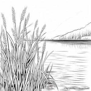 Cattail Marsh Grass Landscape Coloring Pages 2