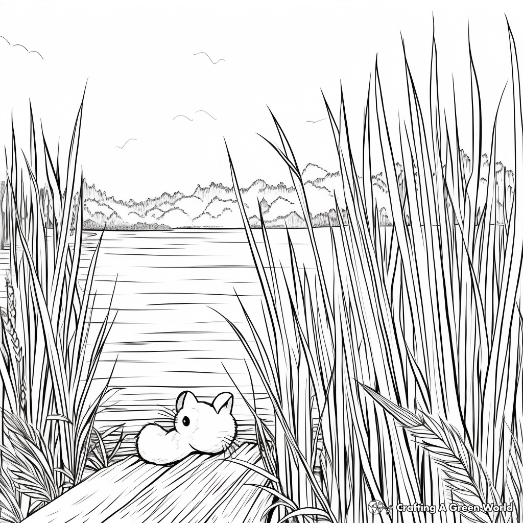 Cattail Marsh Grass Landscape Coloring Pages 3