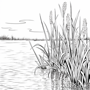 Cattail Marsh Grass Landscape Coloring Pages 4