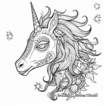 Celestial Unicorn Head Coloring Pages 4