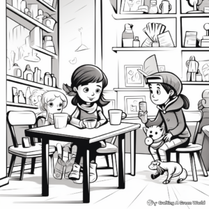 Charming Cafe Scene Coloring Pages 2