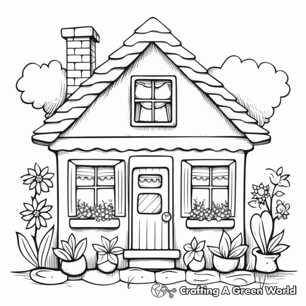 Charming Cottage Window Coloring Pages 1