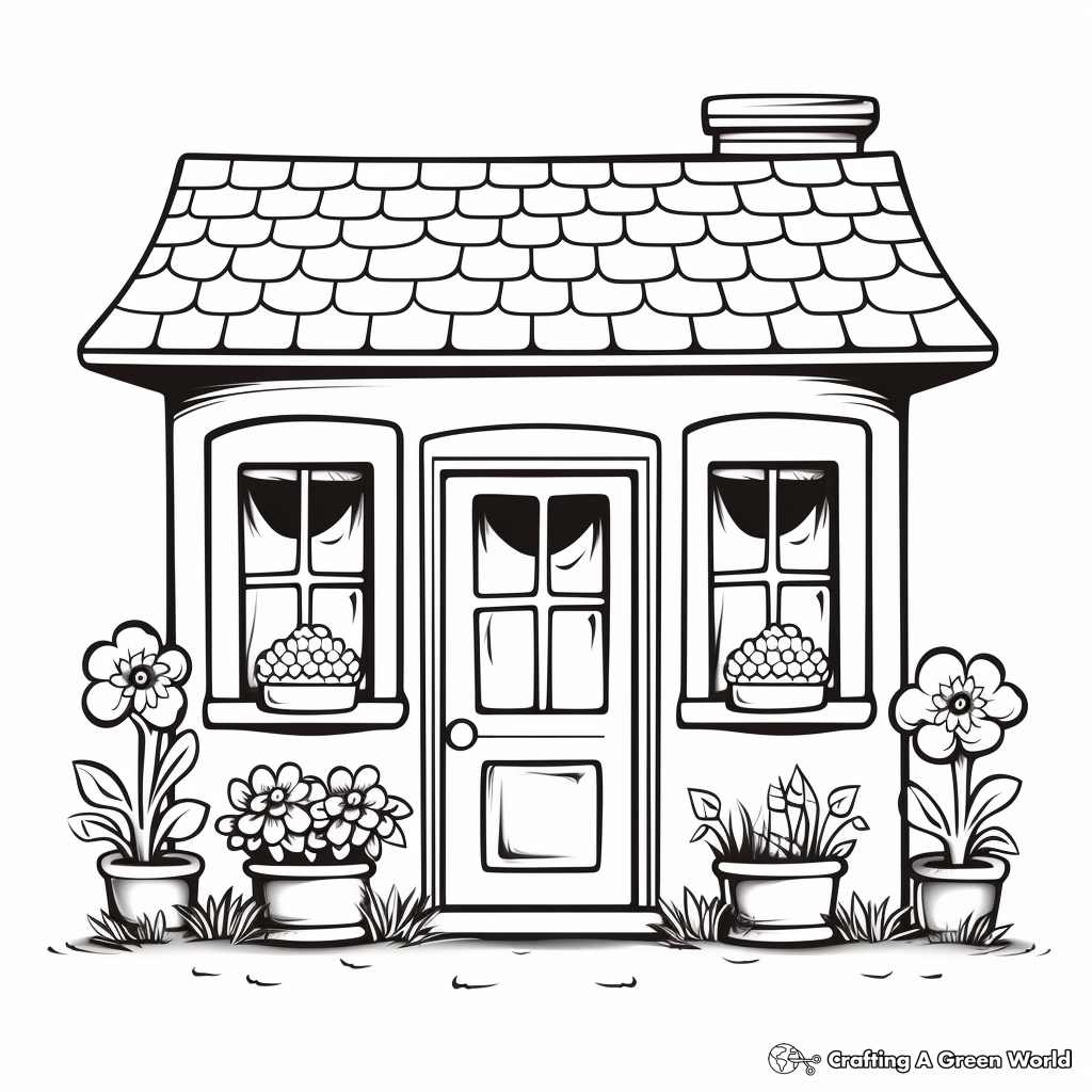 Charming Cottage Window Coloring Pages 2
