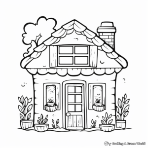 Charming Cottage Window Coloring Pages 4